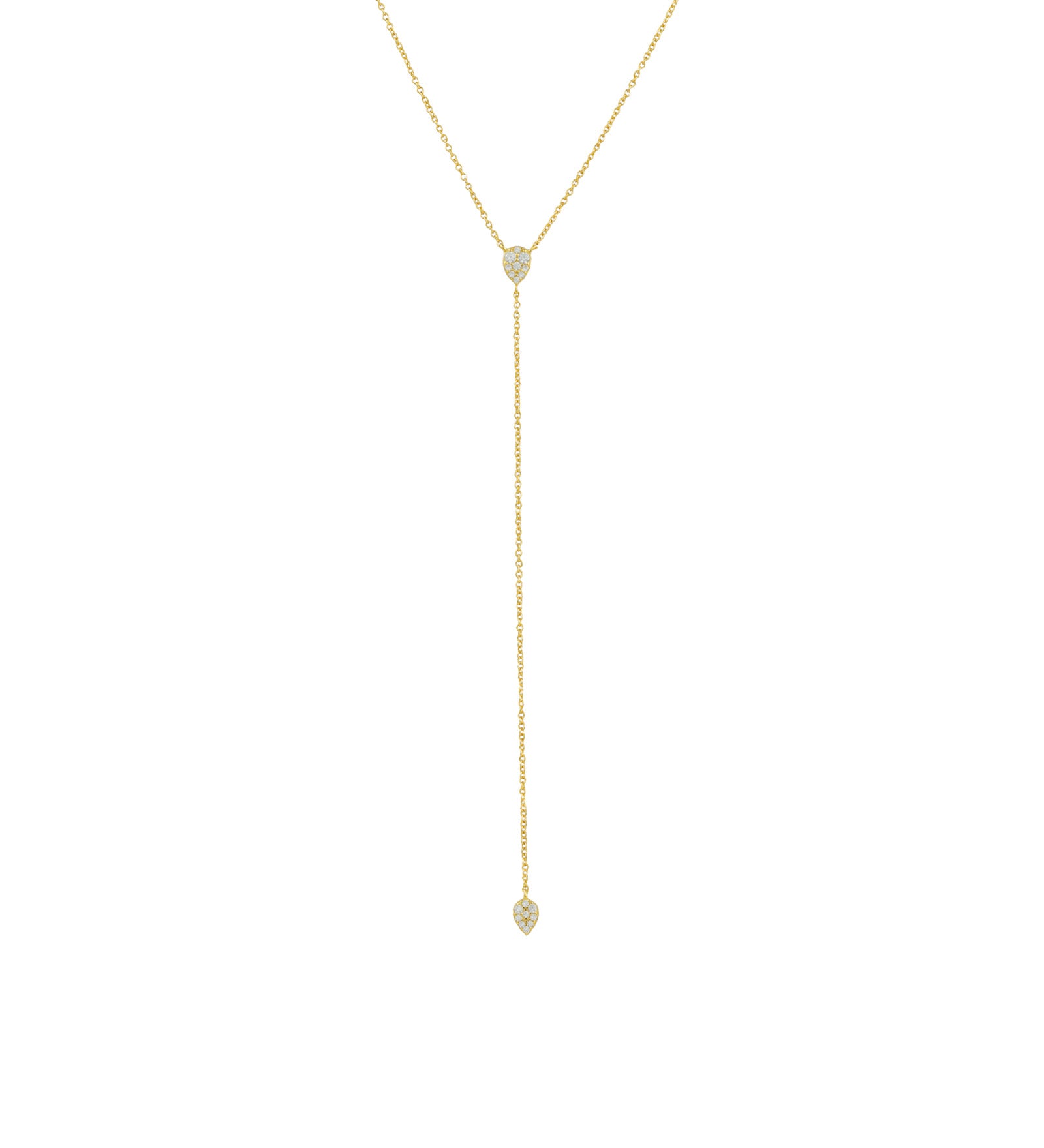 Quiet Icon-Teardrop Pavé Y Necklace-Necklaces-14k Gold Vermeil, Cubic Zirconia-Blue Ruby Jewellery-Vancouver Canada