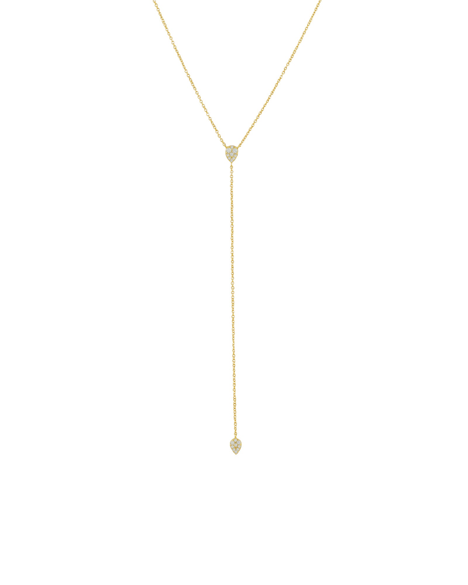 Quiet Icon-Teardrop Pavé Y Necklace-Necklaces-14k Gold Vermeil, Cubic Zirconia-Blue Ruby Jewellery-Vancouver Canada