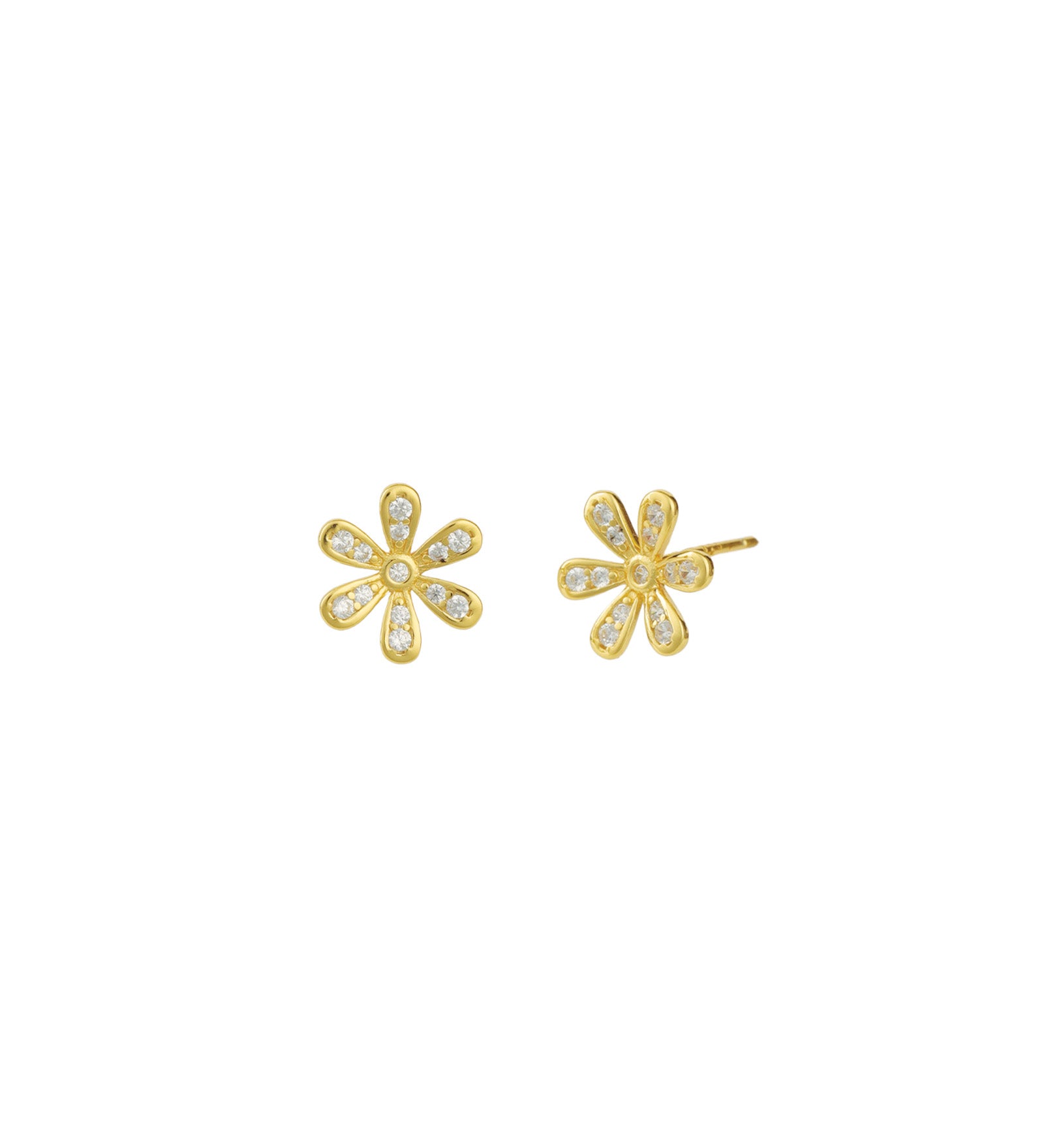 Quiet Icon-Daisy CZ Studs-Earrings-14k Gold Vermeil-Blue Ruby Jewellery-Vancouver Canada