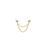 Quiet Icon-Double CZ Chain Stud-Earrings-14k Gold Vermeil, Cubic Zirconia-Blue Ruby Jewellery-Vancouver Canada