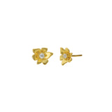 Quiet Icon-Vintage Flower Single CZ Stud-Earrings-14k Gold Vermeil, Cubic Zirconia-Blue Ruby Jewellery-Vancouver Canada