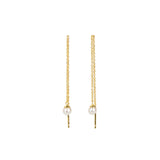 Quiet Icon-Pearl Chain Threaders-Earrings-14k Gold Plated, White Pearl-Blue Ruby Jewellery-Vancouver Canada