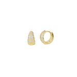 Tapered Dome Pavé  Huggies 14k Gold Vermeil, Cubic Zirconia