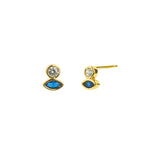 Quiet Icon-Round Marquise CZ Studs-Earrings-14k Gold Vermeil, Cubic Zirconia-Blue Ruby Jewellery-Vancouver Canada