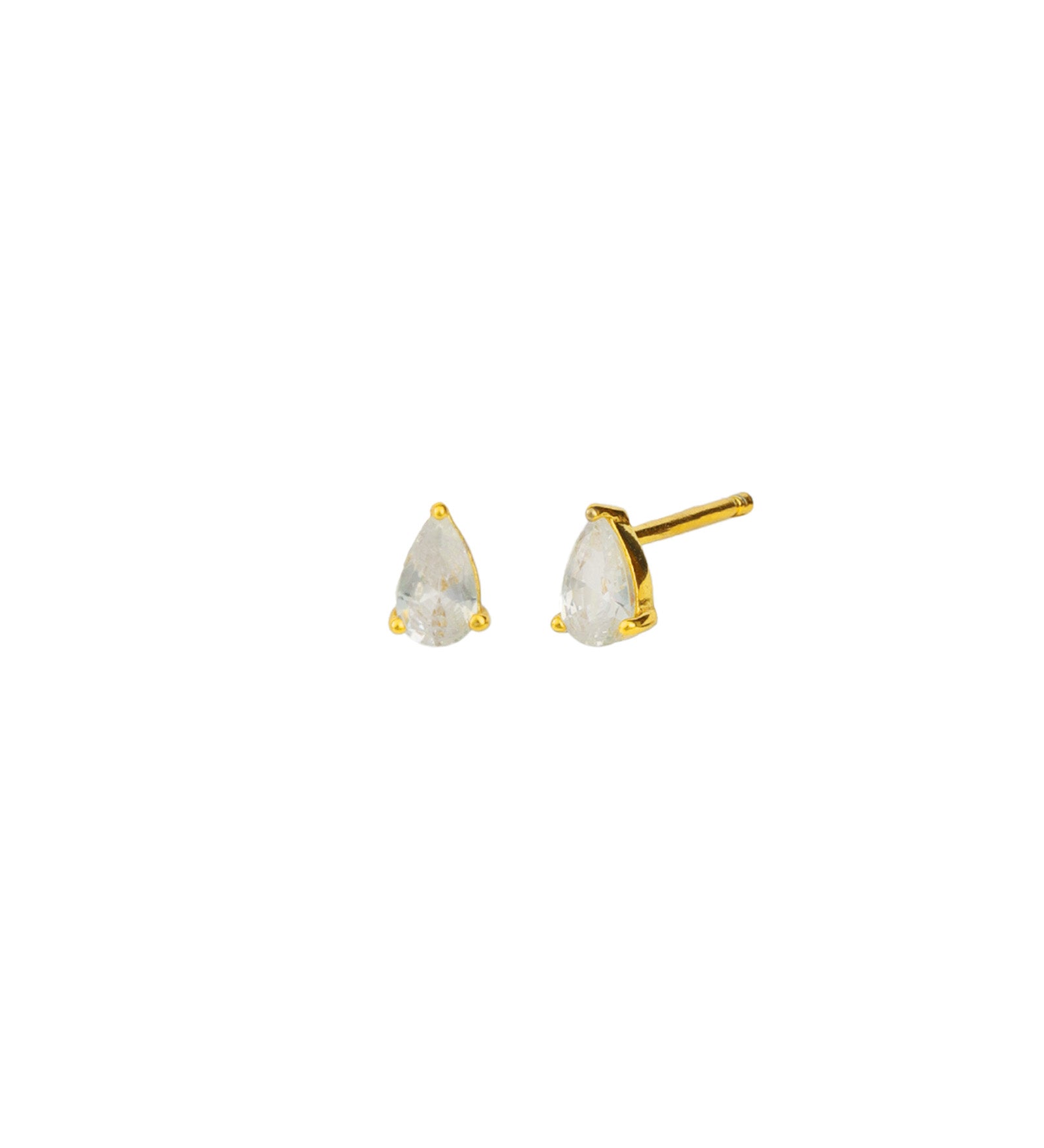 Quiet Icon-Teardrop CZ Studs-Earrings-14k Gold Vermeil, Cubic Zirconia-Blue Ruby Jewellery-Vancouver Canada