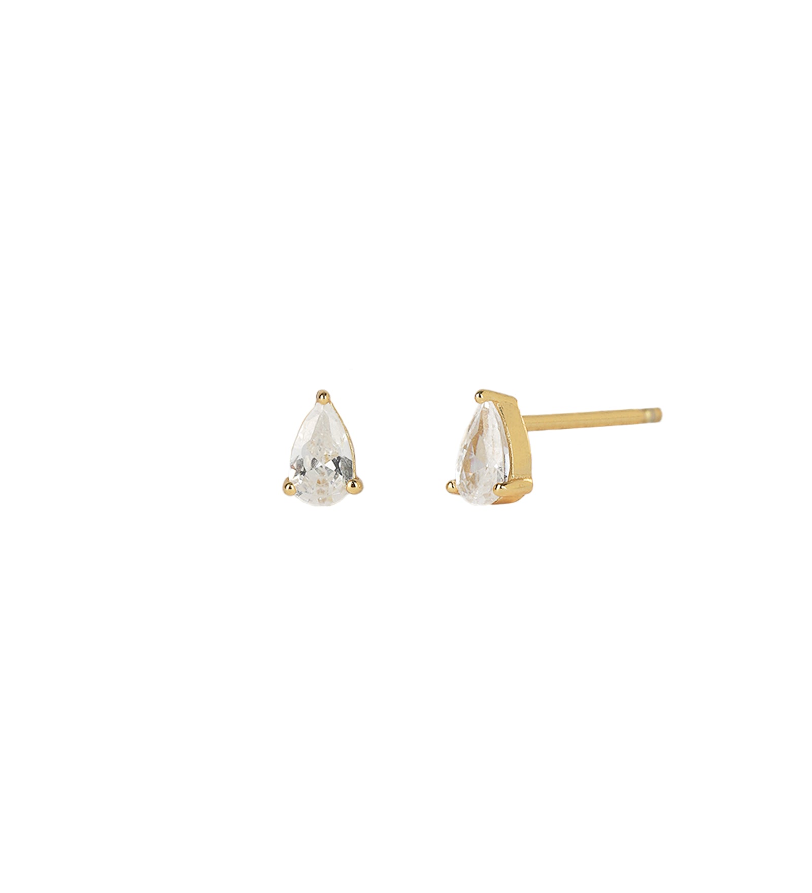 Quiet Icon-Teardrop CZ Studs-Earrings-14k Gold Vermeil, Cubic Zirconia-Blue Ruby Jewellery-Vancouver Canada