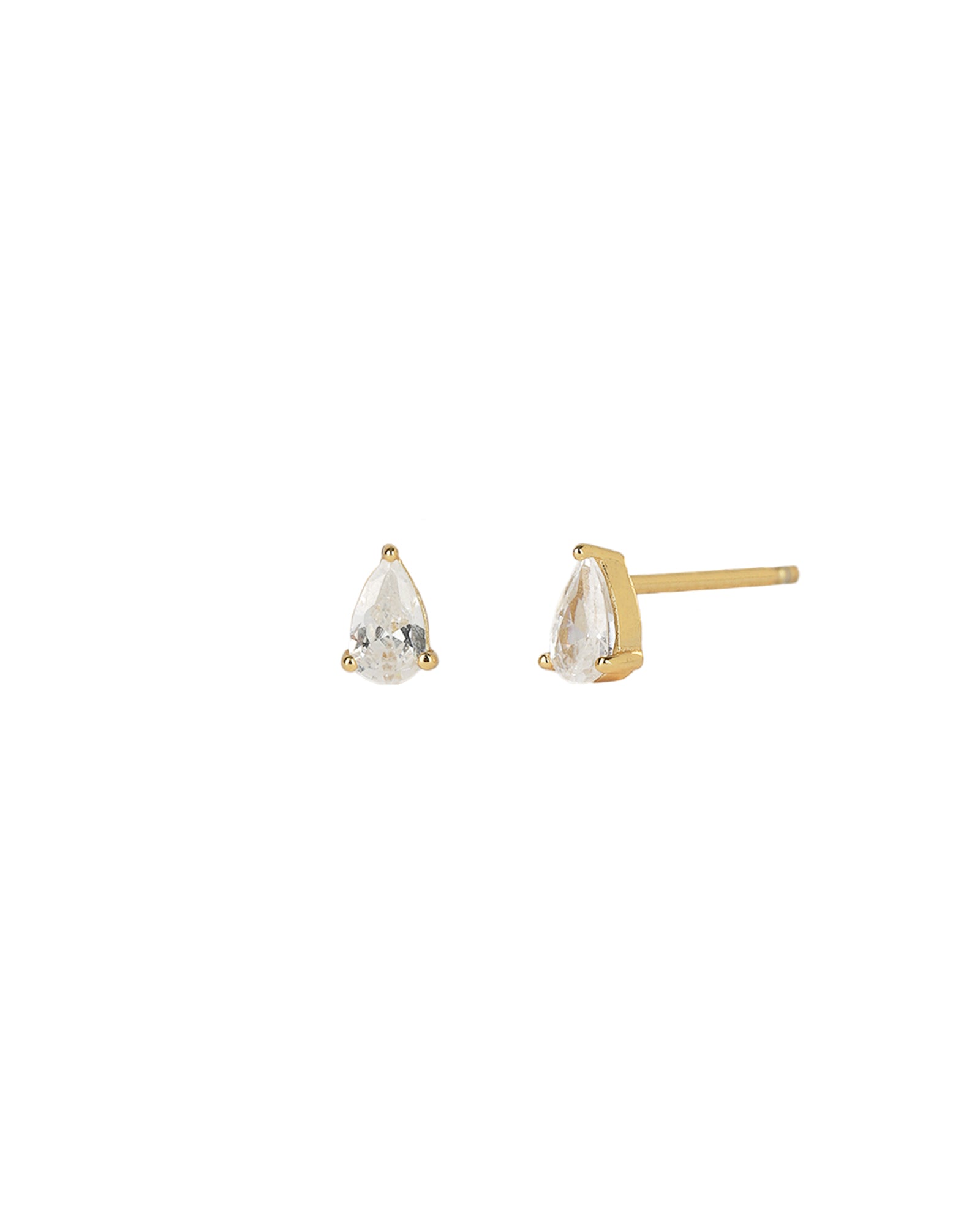 Quiet Icon-Teardrop CZ Studs-Earrings-14k Gold Vermeil, Cubic Zirconia-Blue Ruby Jewellery-Vancouver Canada