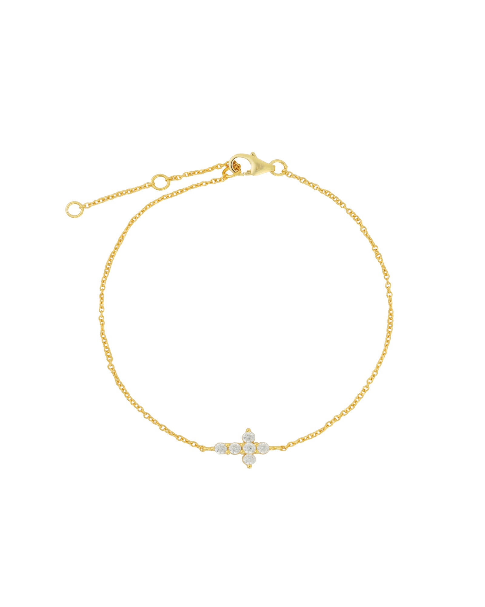 Quiet Icon-Cross CZ Bracelet-Bracelets-14k Gold Vermeil, Cubic Zirconia-Blue Ruby Jewellery-Vancouver Canada