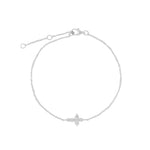 Quiet Icon-Cross CZ Bracelet-Bracelets-Rhodium Plated Sterling Silver, Cubic Zirconia-Blue Ruby Jewellery-Vancouver Canada