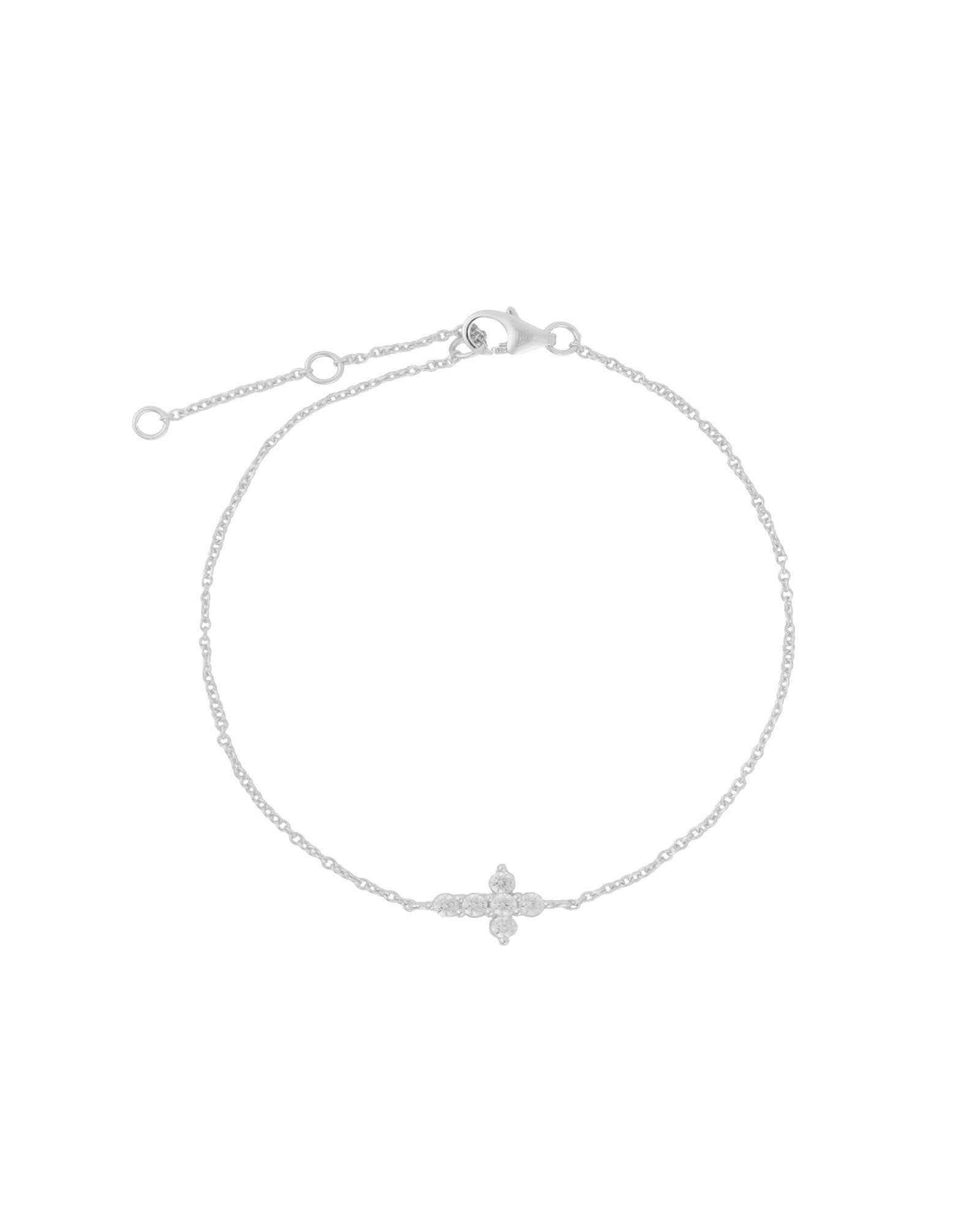 Quiet Icon-Cross CZ Bracelet-Bracelets-Rhodium Plated Sterling Silver, Cubic Zirconia-Blue Ruby Jewellery-Vancouver Canada