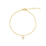 Quiet Icon-Cross CZ Drop Bracelet-Bracelets-14k Gold Vermeil, Cubic Zirconia-Blue Ruby Jewellery-Vancouver Canada