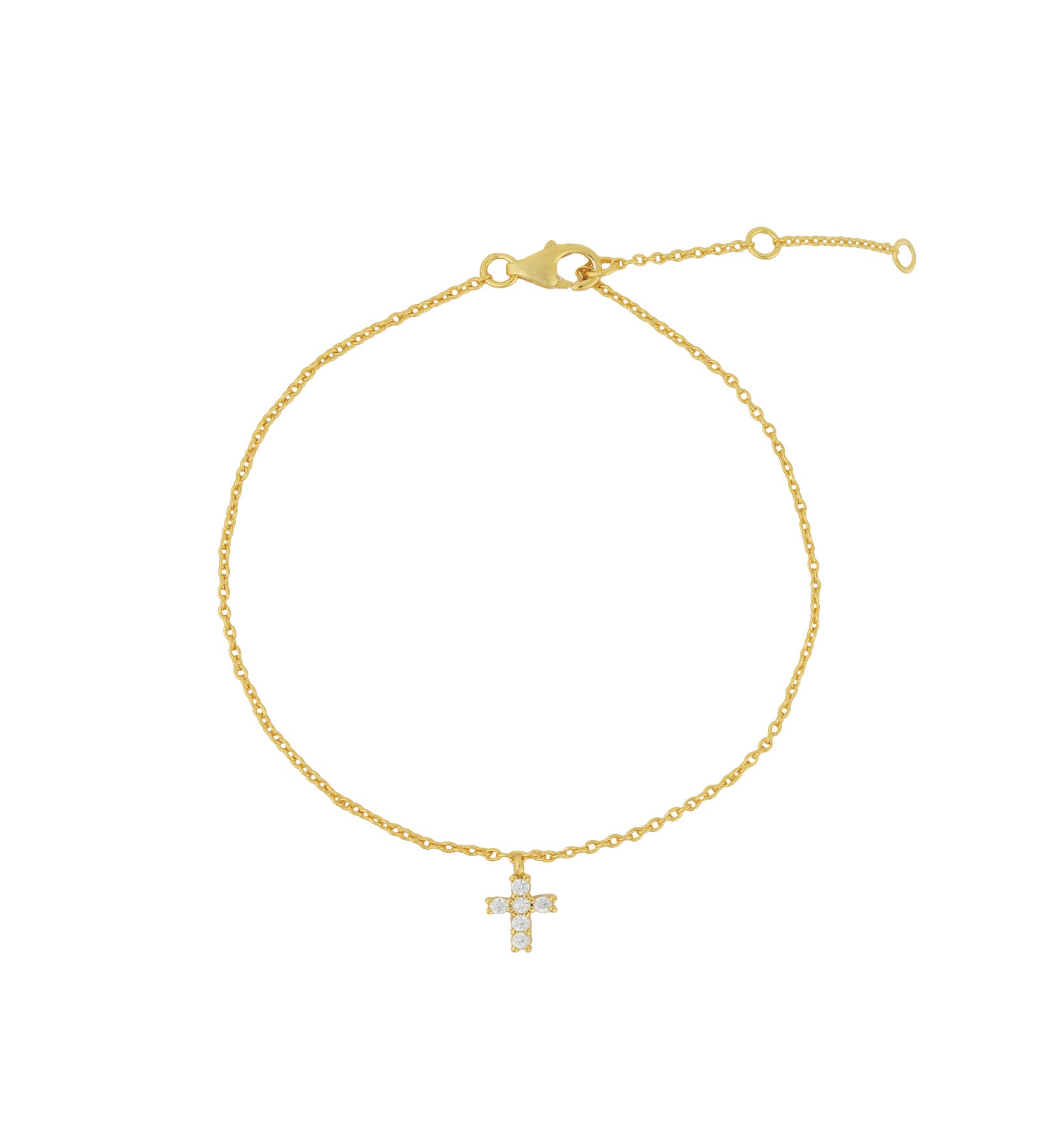 Quiet Icon-Cross CZ Drop Bracelet-Bracelets-14k Gold Vermeil, Cubic Zirconia-Blue Ruby Jewellery-Vancouver Canada