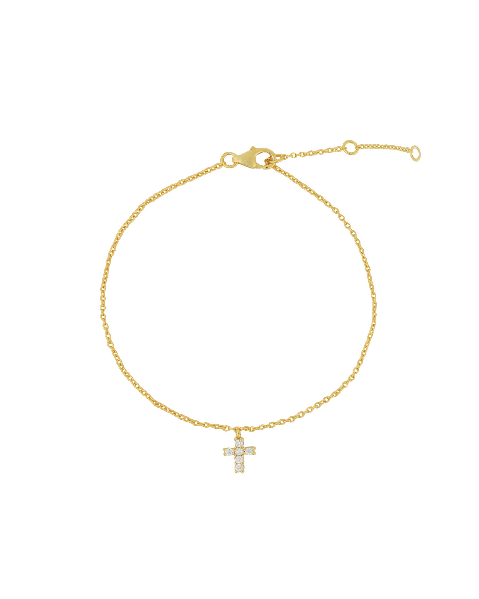 Quiet Icon-Cross CZ Drop Bracelet-Bracelets-14k Gold Vermeil, Cubic Zirconia-Blue Ruby Jewellery-Vancouver Canada