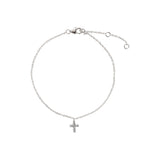 Quiet Icon-Cross CZ Drop Bracelet-Bracelets-Rhodium Plated Sterling Silver, Cubic Zirconia-Blue Ruby Jewellery-Vancouver Canada