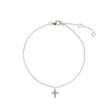 Quiet Icon-Cross CZ Drop Bracelet-Bracelets-Rhodium Plated Sterling Silver, Cubic Zirconia-Blue Ruby Jewellery-Vancouver Canada