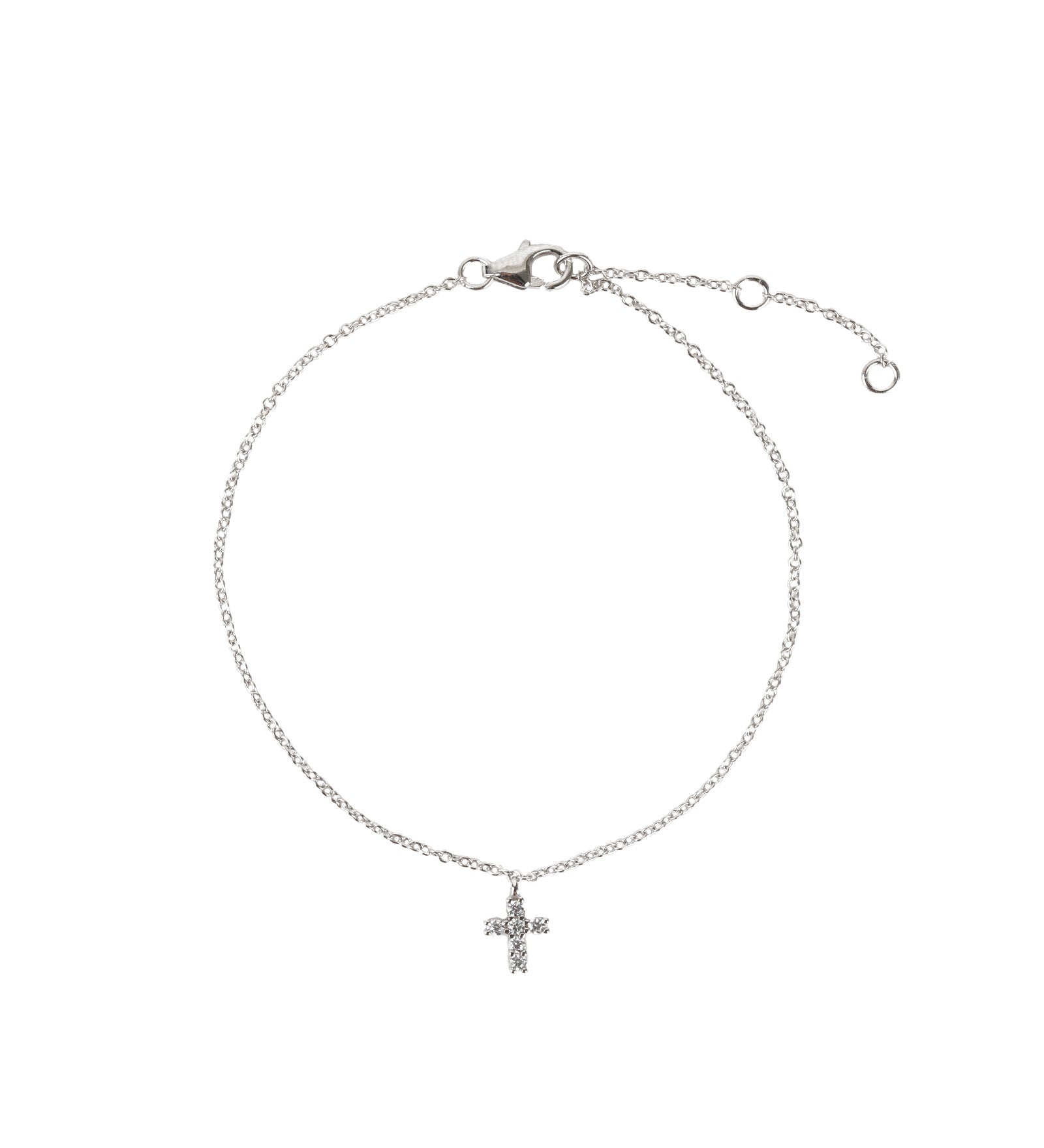 Quiet Icon-Cross CZ Drop Bracelet-Bracelets-Rhodium Plated Sterling Silver, Cubic Zirconia-Blue Ruby Jewellery-Vancouver Canada
