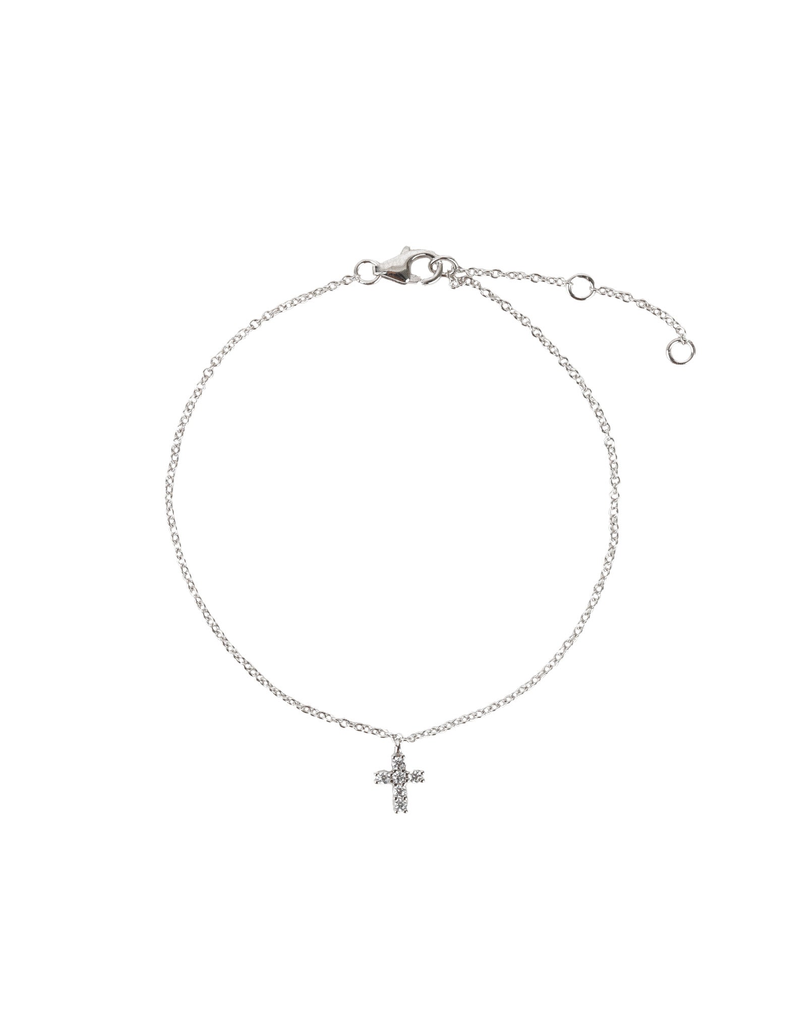 Quiet Icon-Cross CZ Drop Bracelet-Bracelets-Rhodium Plated Sterling Silver, Cubic Zirconia-Blue Ruby Jewellery-Vancouver Canada