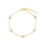 Quiet Icon-Enamel Five Heart CZ Bracelet-Bracelets-14k Gold Vermeil, Enamel-Blue Ruby Jewellery-Vancouver Canada