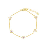 Quiet Icon-Enamel Five Heart CZ Bracelet-Bracelets-14k Gold Vermeil, Enamel-Blue Ruby Jewellery-Vancouver Canada