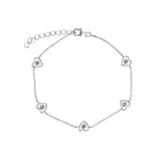 Quiet Icon-Enamel Five Heart CZ Bracelet-Bracelets-Rhodium Plated Sterling Silver, Enamel-Blue Ruby Jewellery-Vancouver Canada