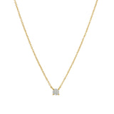 Quiet Icon-Solitaire CZ Necklace-Necklaces-14k Gold Vermeil, Cubic Zirconia-Blue Ruby Jewellery-Vancouver Canada