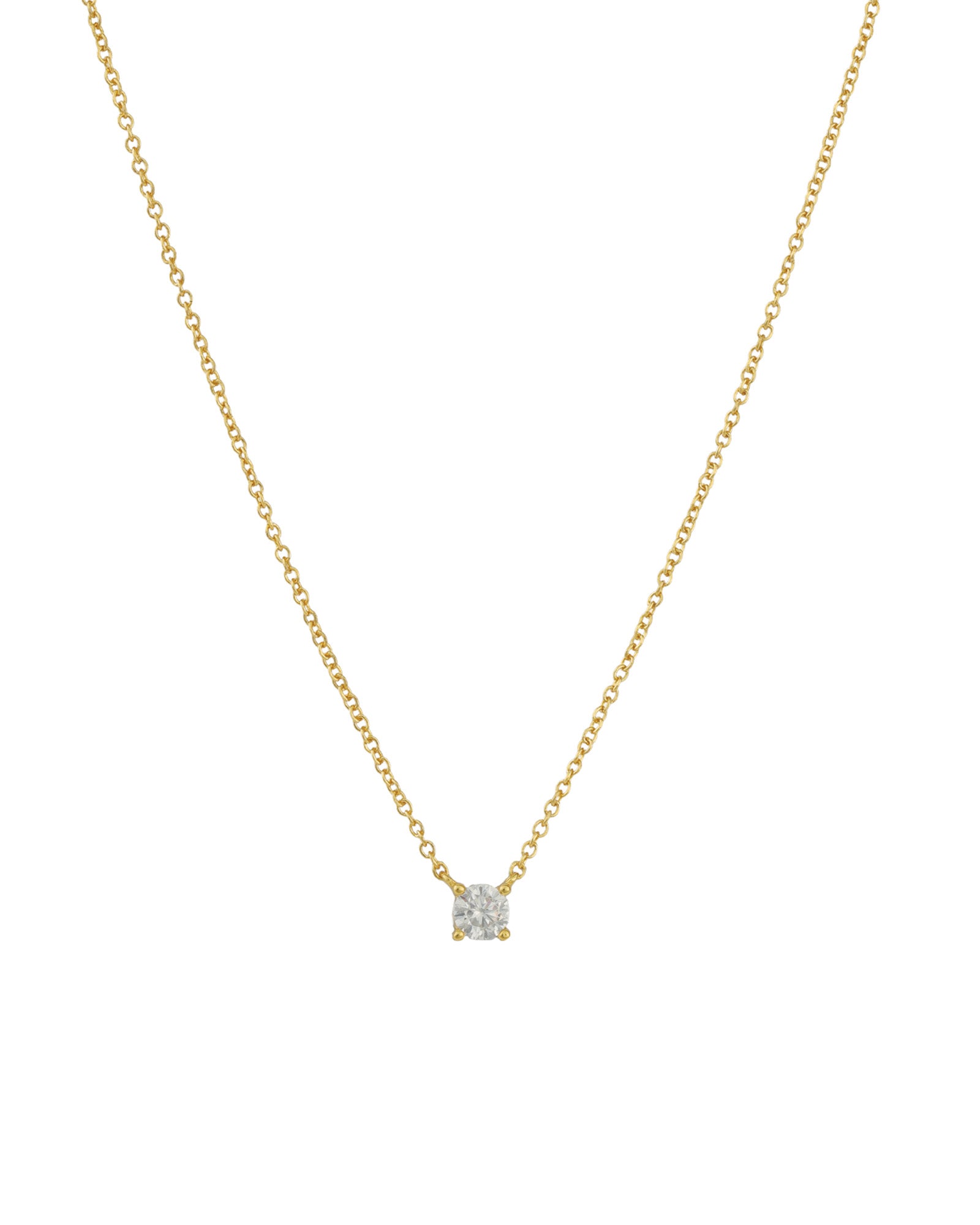 Quiet Icon-Solitaire CZ Necklace-Necklaces-14k Gold Vermeil, Cubic Zirconia-Blue Ruby Jewellery-Vancouver Canada