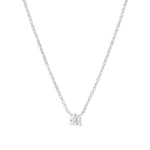 Quiet Icon-Solitaire CZ Necklace-Necklaces-Rhodium Plated Sterling Silver, Cubic Zirconia-Blue Ruby Jewellery-Vancouver Canada