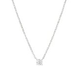 Quiet Icon-Solitaire CZ Necklace-Necklaces-Rhodium Plated Sterling Silver, Cubic Zirconia-Blue Ruby Jewellery-Vancouver Canada