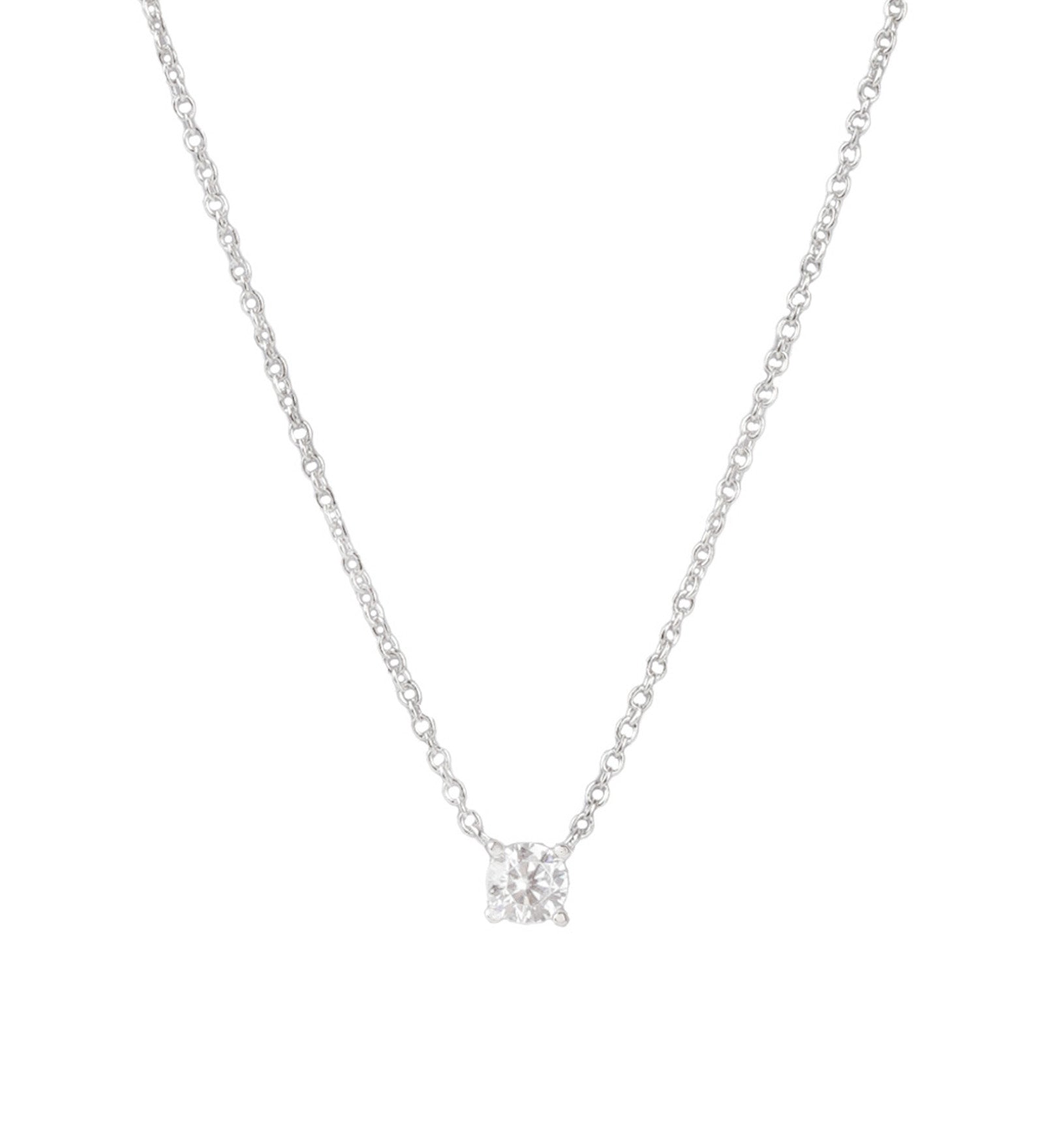 Quiet Icon-Solitaire CZ Necklace-Necklaces-Rhodium Plated Sterling Silver, Cubic Zirconia-Blue Ruby Jewellery-Vancouver Canada