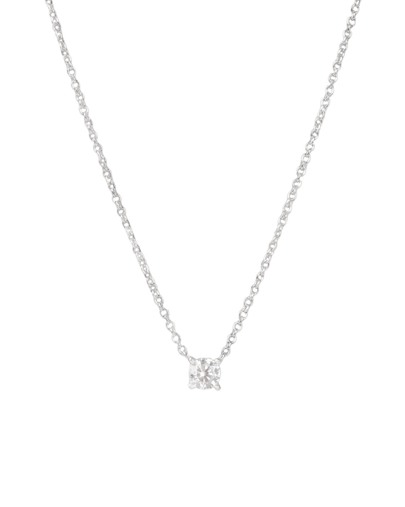Quiet Icon-Solitaire CZ Necklace-Necklaces-Rhodium Plated Sterling Silver, Cubic Zirconia-Blue Ruby Jewellery-Vancouver Canada
