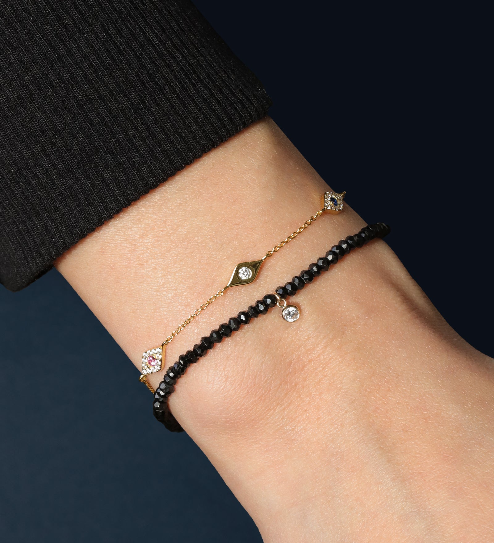 Quiet Icon-Mix Evil Eye CZ Bracelet-Bracelets-Blue Ruby Jewellery-Vancouver Canada
