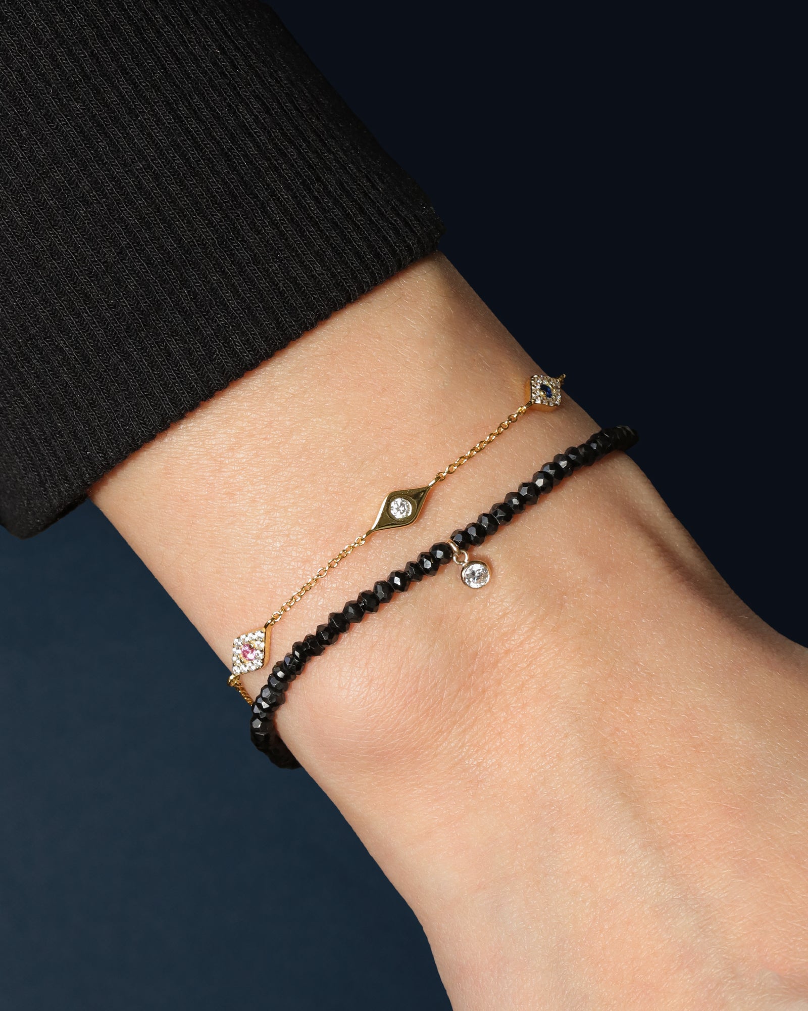 Quiet Icon-Mix Evil Eye CZ Bracelet-Bracelets-Blue Ruby Jewellery-Vancouver Canada