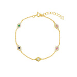 Quiet Icon-Mix Evil Eye CZ Bracelet-Bracelets-14k Gold Vermeil, Cubic Zirconia-Blue Ruby Jewellery-Vancouver Canada