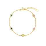Quiet Icon-Mix Evil Eye CZ Bracelet-Bracelets-14k Gold Vermeil, Cubic Zirconia-Blue Ruby Jewellery-Vancouver Canada