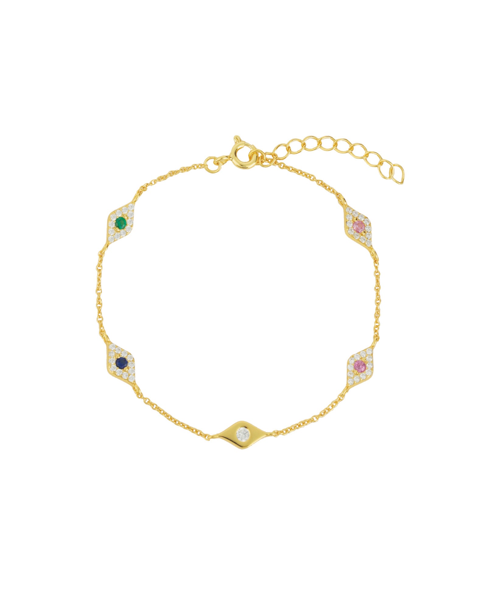 Quiet Icon-Mix Evil Eye CZ Bracelet-Bracelets-14k Gold Vermeil, Cubic Zirconia-Blue Ruby Jewellery-Vancouver Canada