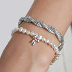 Quiet Icon-Bow Drop Pearl Bracelet-Bracelets-Blue Ruby Jewellery-Vancouver Canada