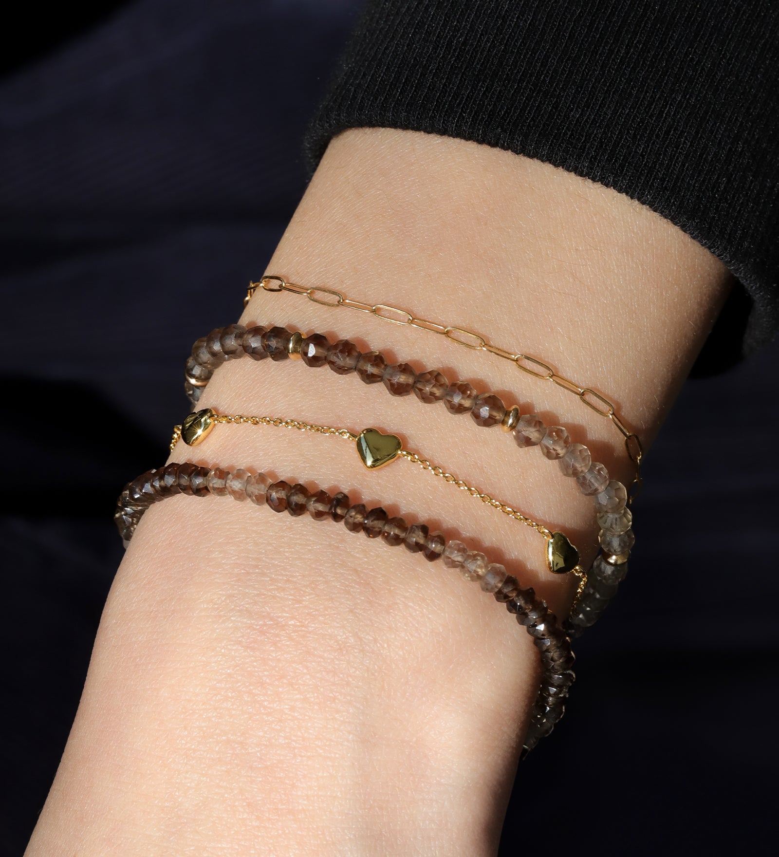 Quiet Icon-Puff Five Heart Bracelet-Bracelets-Blue Ruby Jewellery-Vancouver Canada
