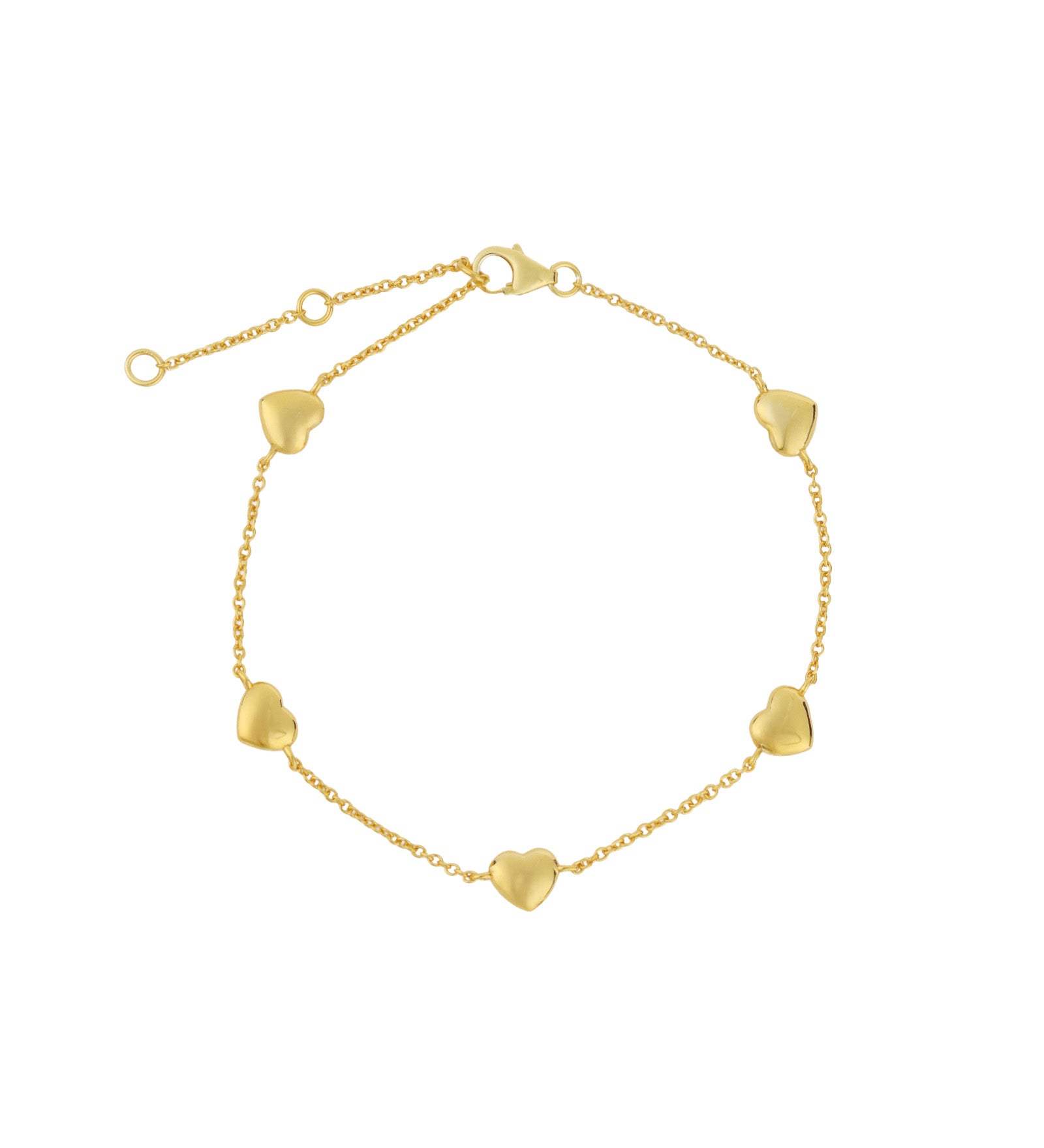 Quiet Icon-Puff Five Heart Bracelet-Bracelets-14k Gold Vermeil-Blue Ruby Jewellery-Vancouver Canada