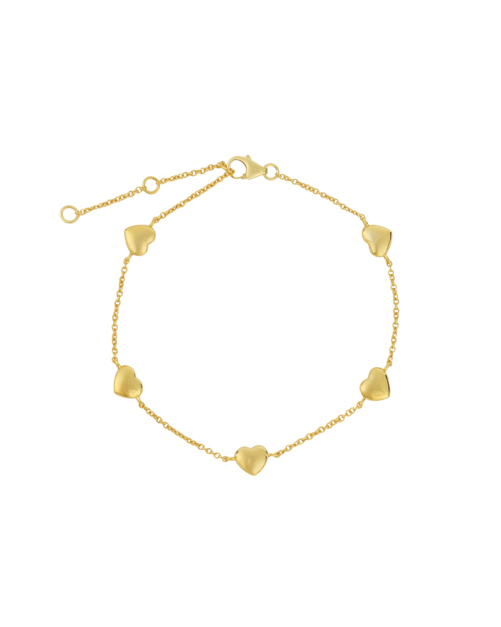 Quiet Icon-Puff Five Heart Bracelet-Bracelets-14k Gold Vermeil-Blue Ruby Jewellery-Vancouver Canada