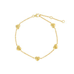 Quiet Icon-Puff Five Heart Bracelet-Bracelets-14k Gold Vermeil-Blue Ruby Jewellery-Vancouver Canada