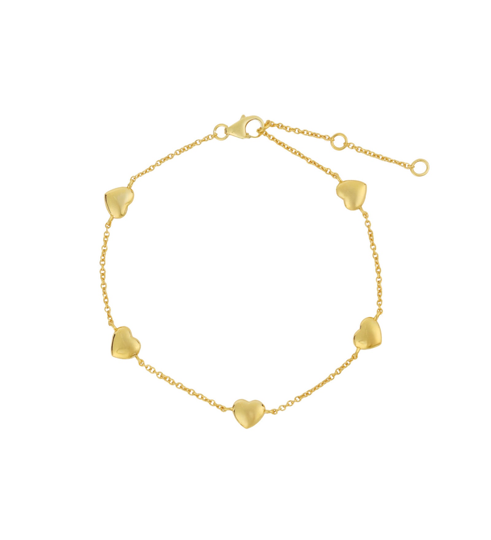 Quiet Icon-Puff Five Heart Bracelet-Bracelets-14k Gold Vermeil-Blue Ruby Jewellery-Vancouver Canada
