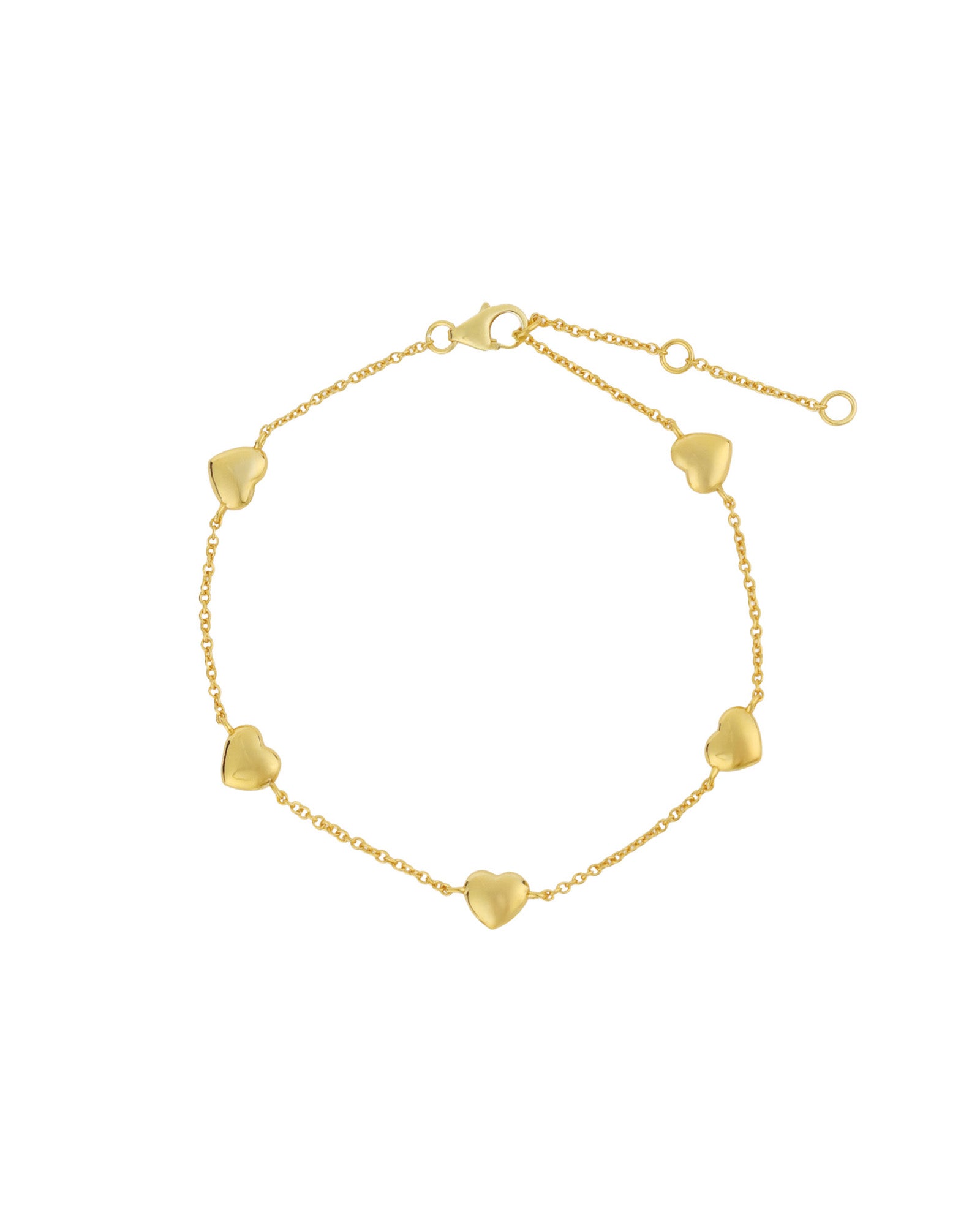 Quiet Icon-Puff Five Heart Bracelet-Bracelets-14k Gold Vermeil-Blue Ruby Jewellery-Vancouver Canada