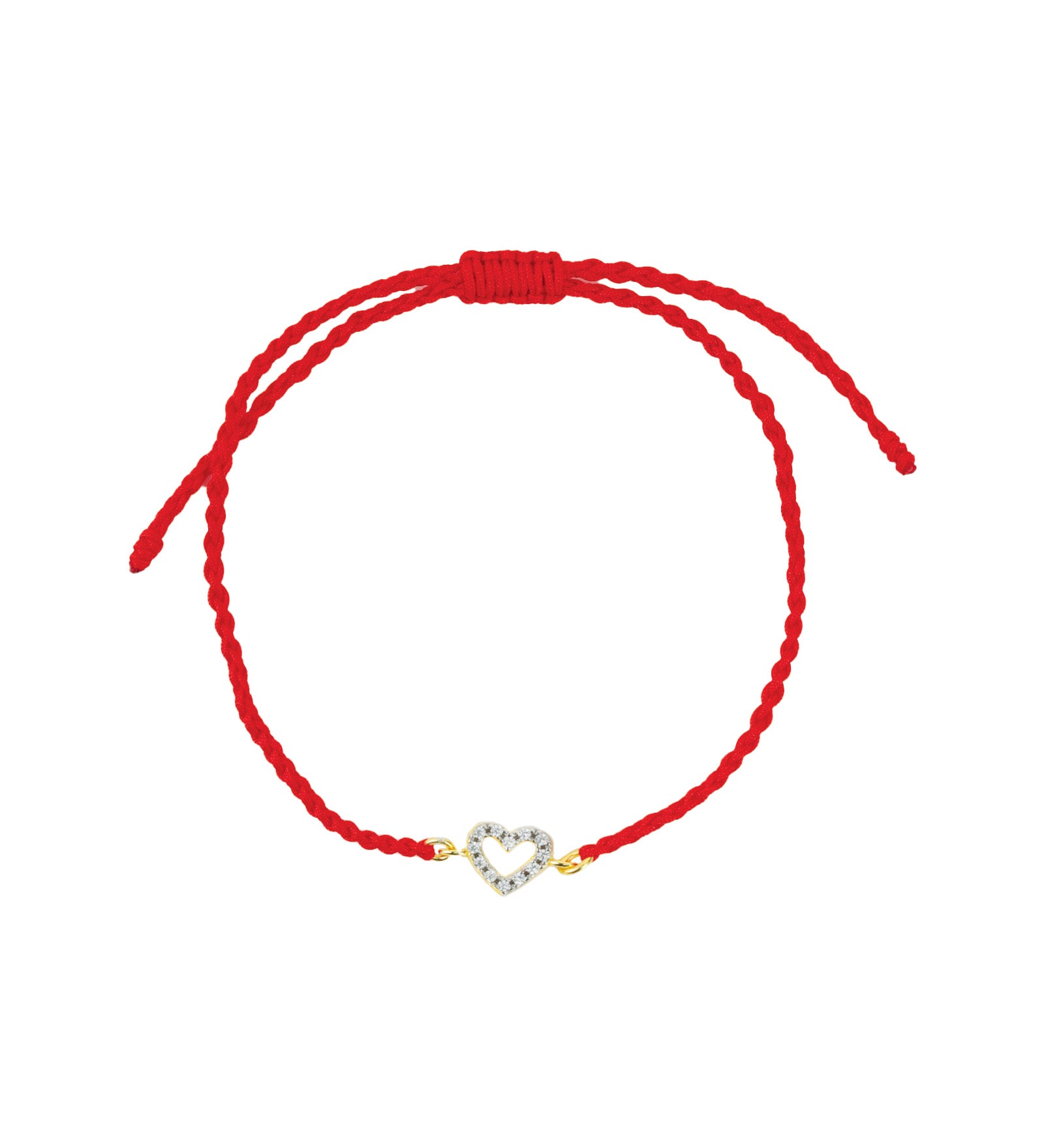 Quiet Icon-Pavé Open Heart Braided Bracelet-Bracelets-14k Gold Vermeil, Cubic Zirconia-Blue Ruby Jewellery-Vancouver Canada