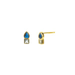 Quiet Icon-Teardrop Square CZ Studs-Earrings-14k Gold Vermeil, Cubic Zirconia-Blue Ruby Jewellery-Vancouver Canada