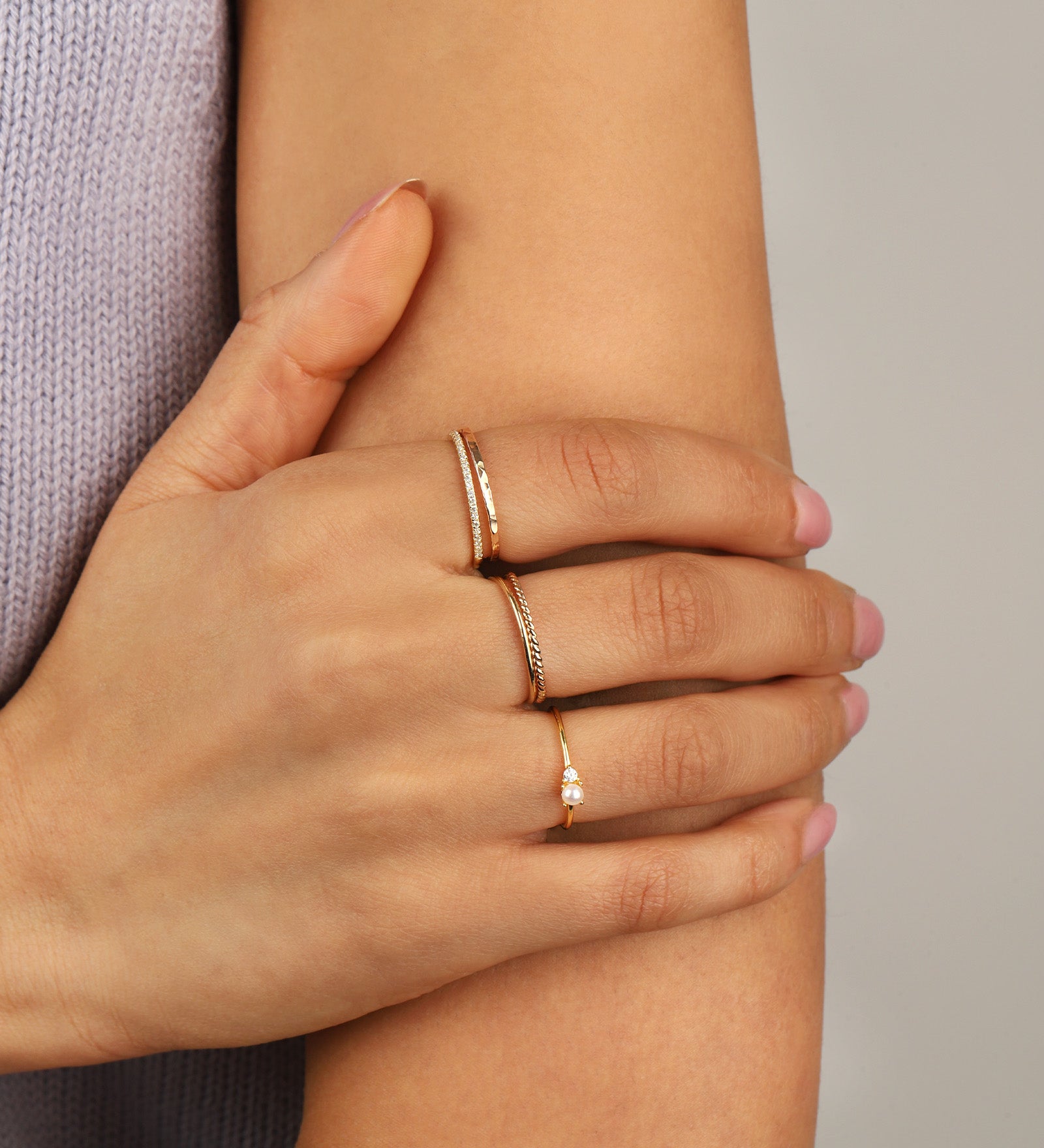 Quiet Icon-Single Pearl + CZ Ring-Rings-Blue Ruby Jewellery-Vancouver Canada