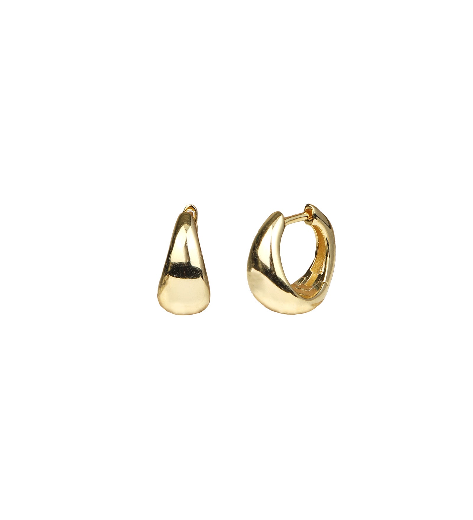 Quiet Icon-Tapered Dome Huggies-Earrings-14k Gold Vermeil-Blue Ruby Jewellery-Vancouver Canada