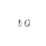 Quiet Icon-Tapered Dome Huggies-Earrings-Rhodium Plated Sterling Silver-Blue Ruby Jewellery-Vancouver Canada