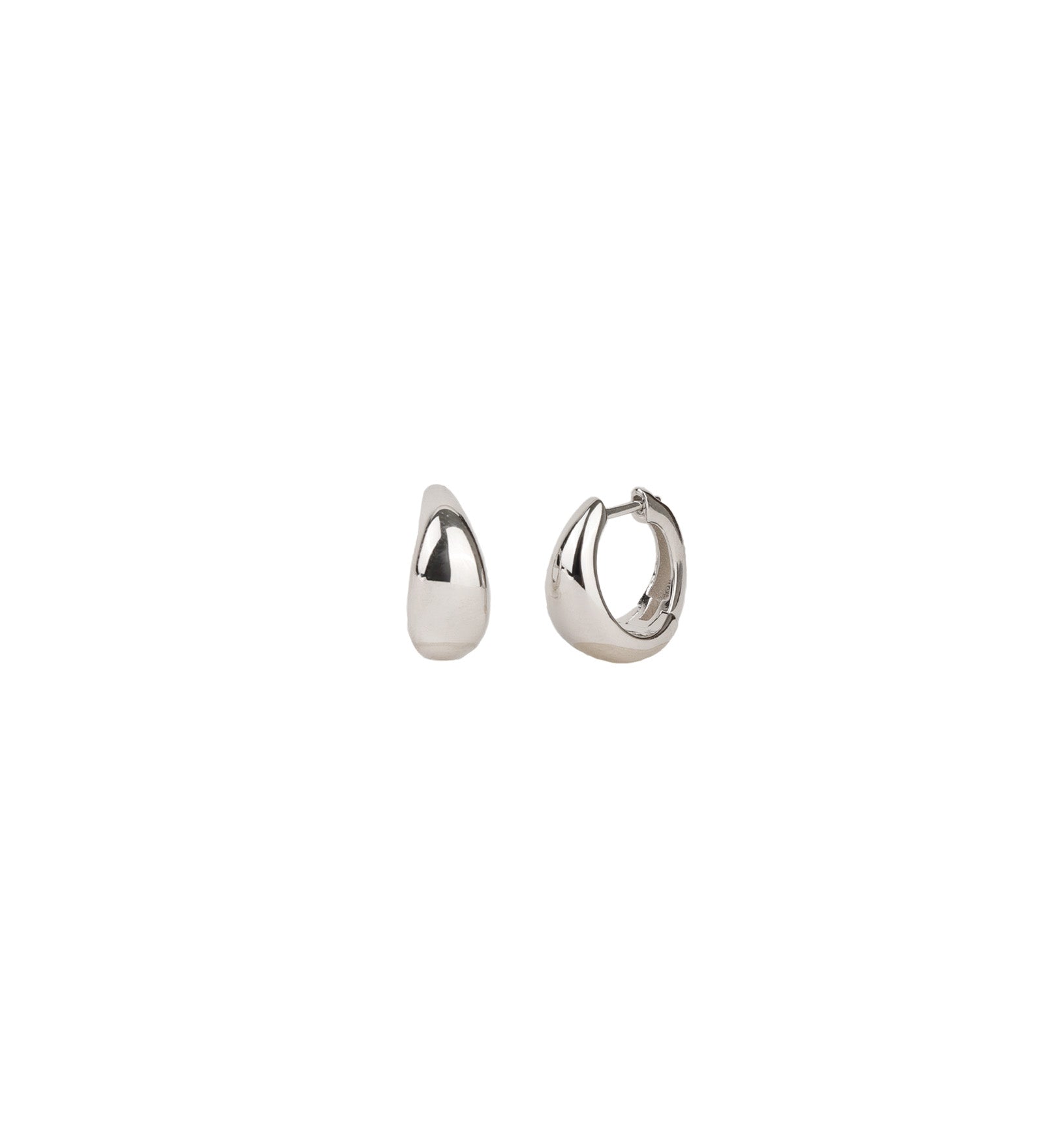 Quiet Icon-Tapered Dome Huggies-Earrings-Rhodium Plated Sterling Silver-Blue Ruby Jewellery-Vancouver Canada