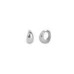 Quiet Icon-Tapered Dome Huggies-Earrings-Rhodium Plated Sterling Silver-Blue Ruby Jewellery-Vancouver Canada
