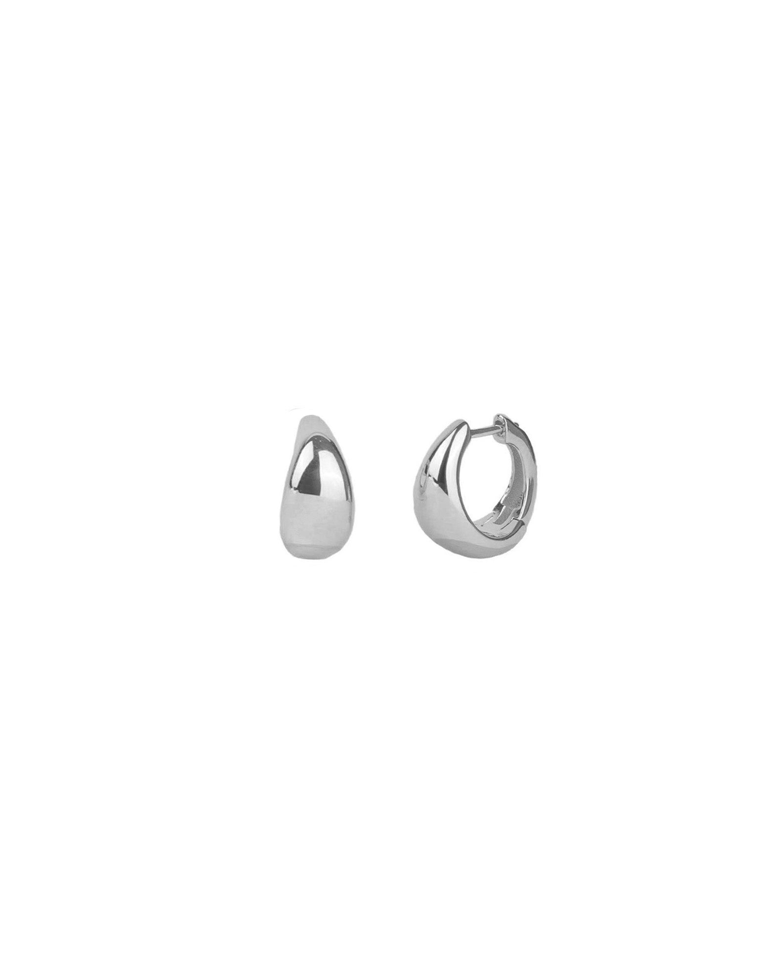 Quiet Icon-Tapered Dome Huggies-Earrings-Rhodium Plated Sterling Silver-Blue Ruby Jewellery-Vancouver Canada